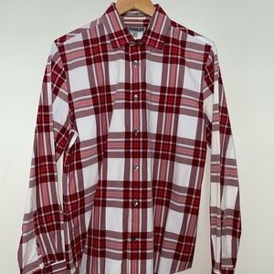 Express Red Striped Fitted Dress Shirt